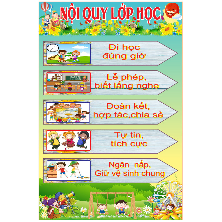Trang trí lớp học - NỘI QUY LỚP bạt lụa nhiều mẫu kích thước 60cmx100cm