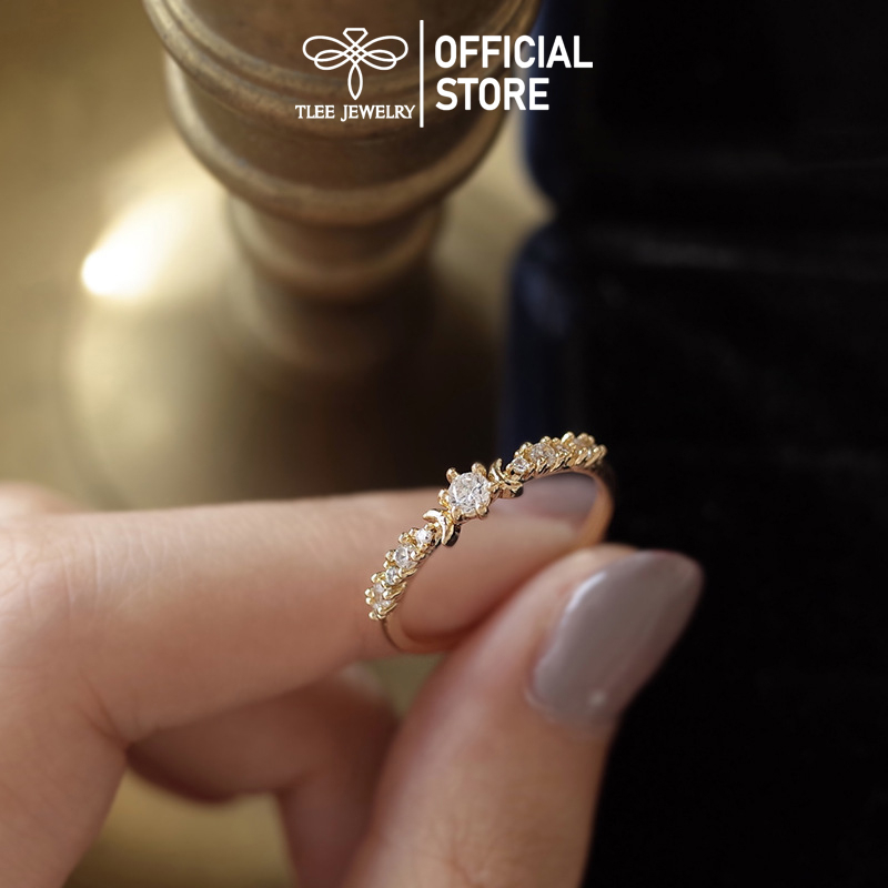 Nhẫn bạc nữ TLEE trụ đá mặt trăng nữ tính TLEE JEWELRY A0357