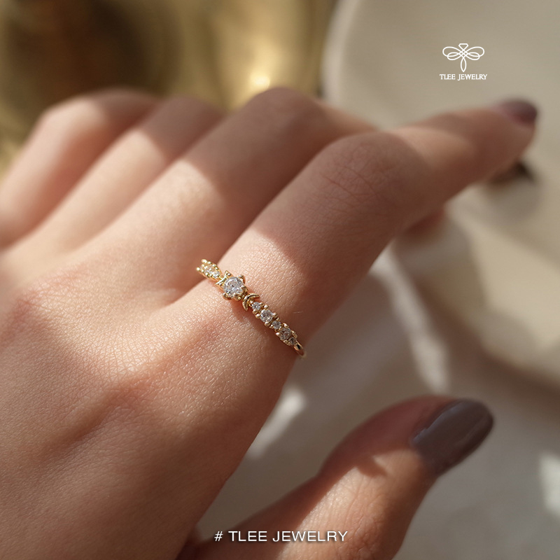 Nhẫn bạc nữ TLEE trụ đá mặt trăng nữ tính TLEE JEWELRY A0357