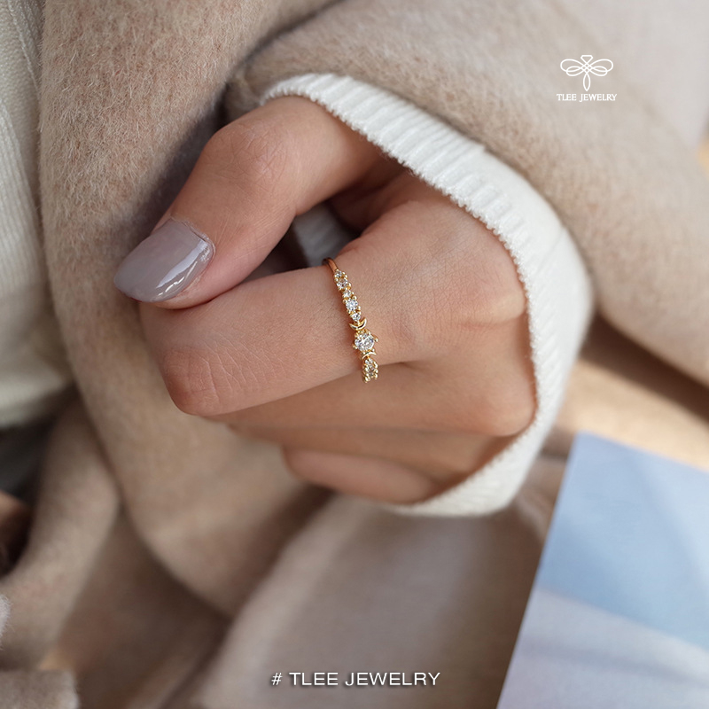 Nhẫn bạc nữ TLEE trụ đá mặt trăng nữ tính TLEE JEWELRY A0357