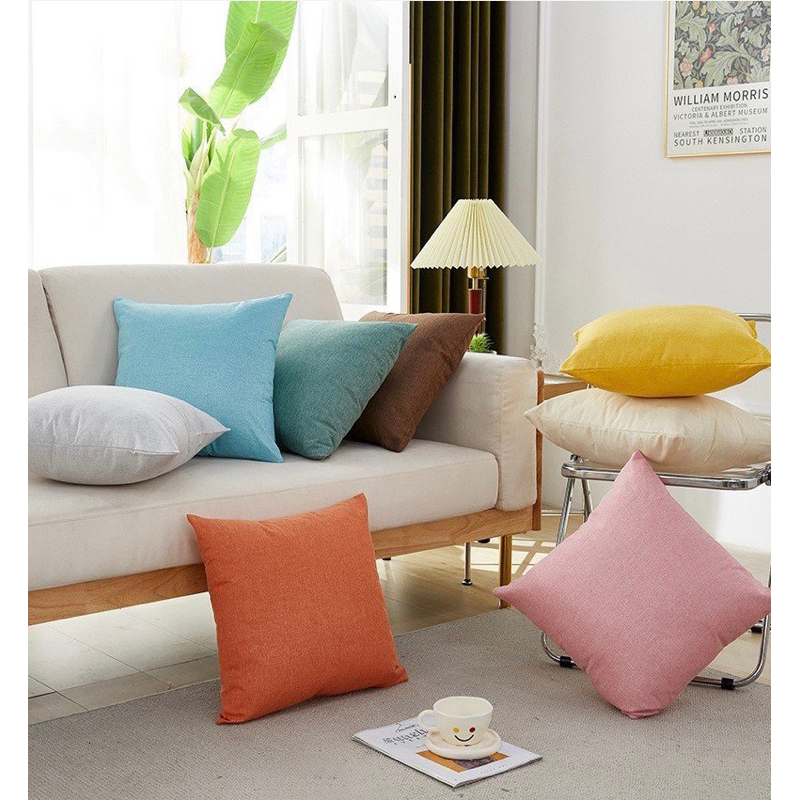 Vỏ Kèm Ruột Gối Tựa Lưng Sofa Vải Bố Gai Mềm, Tông Màu Tươi Sáng ĐX140
