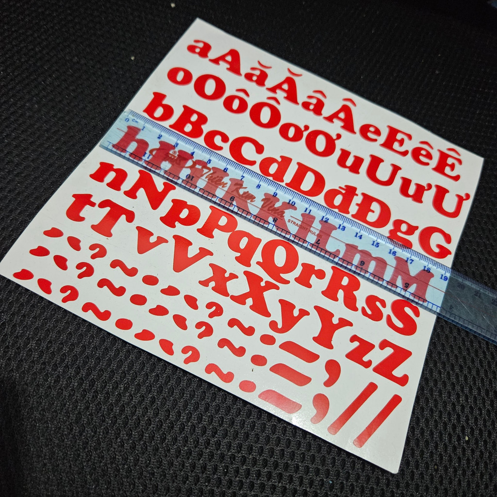 Bộ tem chữ cái tiếng Việt có dấu - Decal PVC có keo sẵn - bóc dán đơn ...