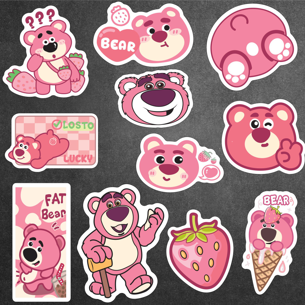 Sticker Gấu Dâu Tây ️FREESHIP ️ Sticker Gấu Dâu Hình Dán Laptop, Điện ...