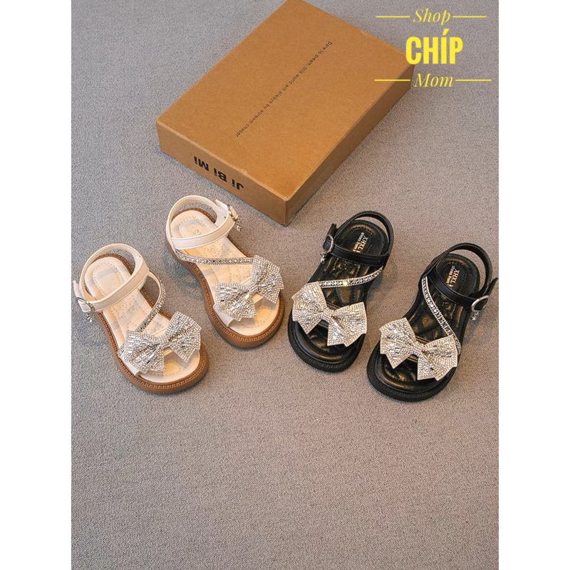 Sandal bé gáI Dép quai hậu đính nơ siêu điệu đế mềm chống trơn trượt dính đá sang chân tiểu thư mẫu mới nhất năm SL580