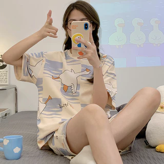 Bộ ngủ nữ pijama cộc tay chất thun sữa hoạt hình mặc nhà thoải mái BN21