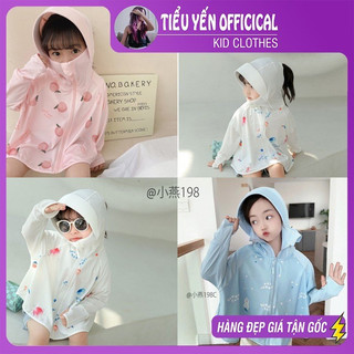 Áo chống nắng trẻ em in hình đáng yêu đào hồng/ vũ trụ trắng/ gấu xanh cho bé 2- 12 tuổi AK198 | Tiểu Yến Kid