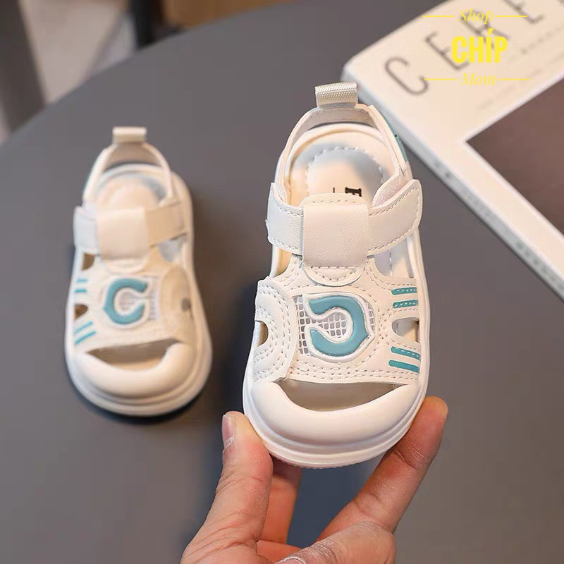 sandal bé trai dép quai hậu tập đi cho bé gái chữ C chống vấp lưới êm chân đế dẻo chống trượt QCCC 2305