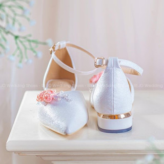 Giày Cao Gót Nữ Cao Cấp BEJO H78.3P Đính 2 Hoa Baby Thanh Lịch - Giày Cưới Cô Dâu Đi Êm Chân