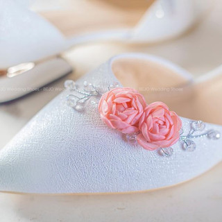 Giày Cao Gót Nữ Cao Cấp BEJO H78.3P Đính 2 Hoa Baby Thanh Lịch - Giày Cưới Cô Dâu Đi Êm Chân