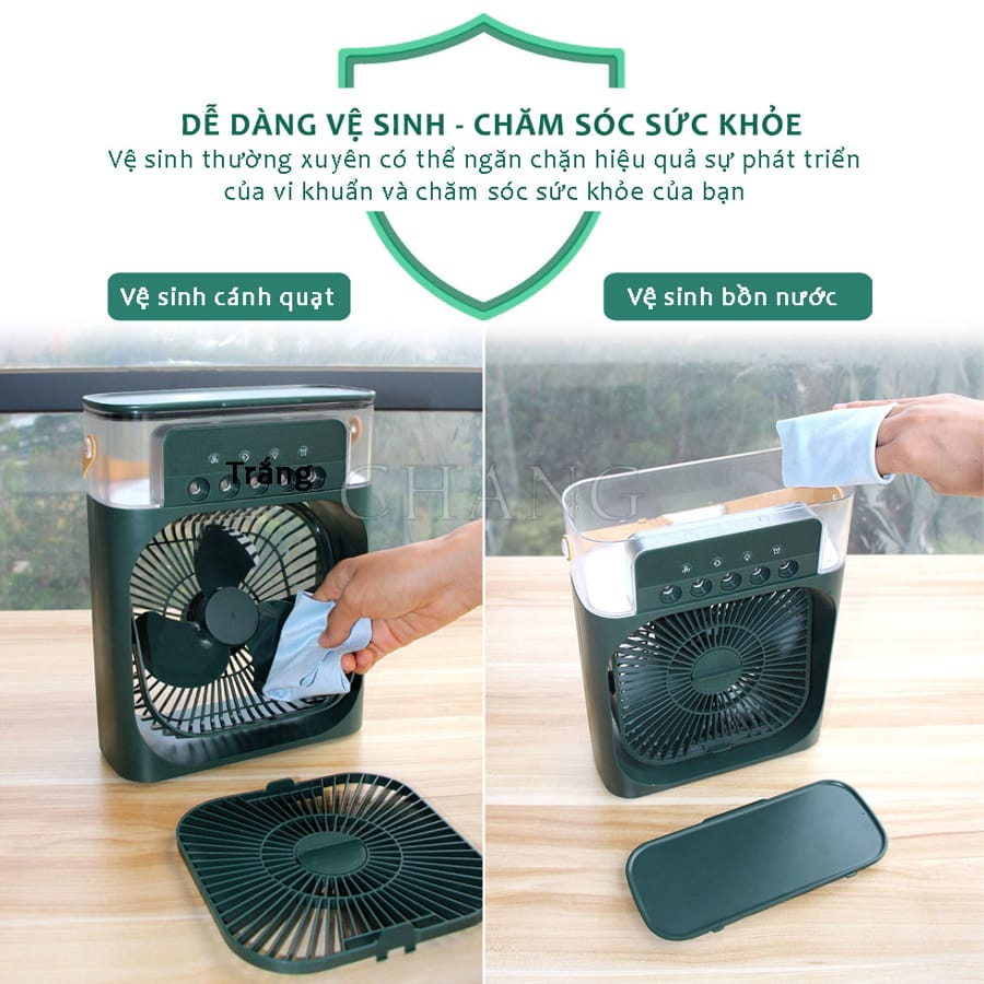 Quạt Điều Hòa Hơi Nước Mini, Quạt Phun Sương Tạo Ẩm Để Bàn 3 Chế Độ Phun Sương Tích Hợp Đèn Led Dung Tích 600ml