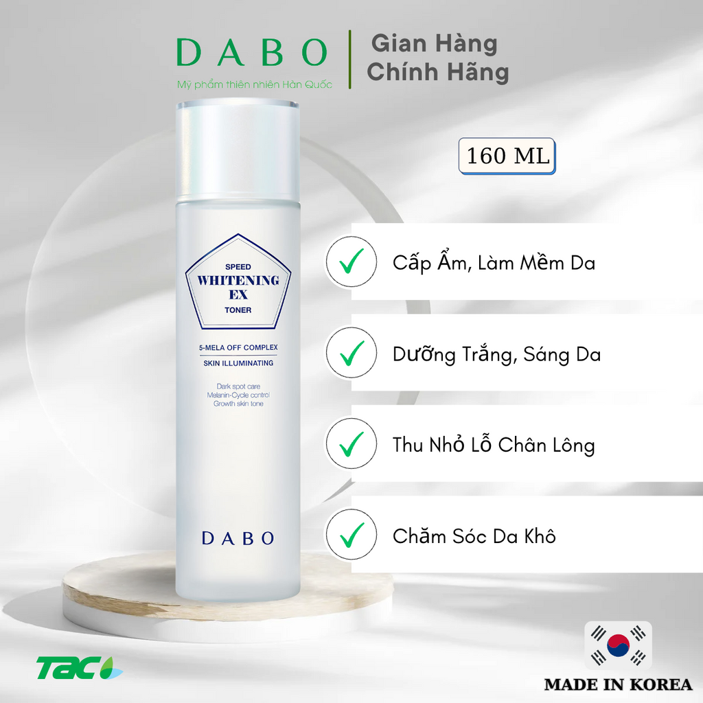 Nước hoa hồng trắng da nhanh Dabo Speed Whitening Ex Toner 160ml THIÊN ANH BEAUTY