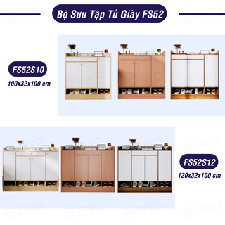 [Freeship HCM] Tủ Kệ Giày Gỗ FIVO FS52 Có Cửa, Gỗ Chống Ẩm Cao Cấp, Ngăn Chứa Trong Tủ Lớn, Kèm Hộc Tủ Ngang Tiện Lợi
