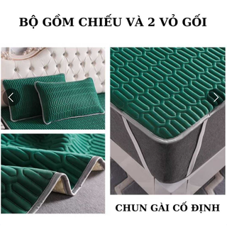 ❄️HÀNG NHẬP❄️Chiếu Điều Hòa Cao Su Non Tặng Kèm 2 Vỏ Gối Nằm, Vải Lyocell Thoáng Mát _Chăn Ga Sỉ