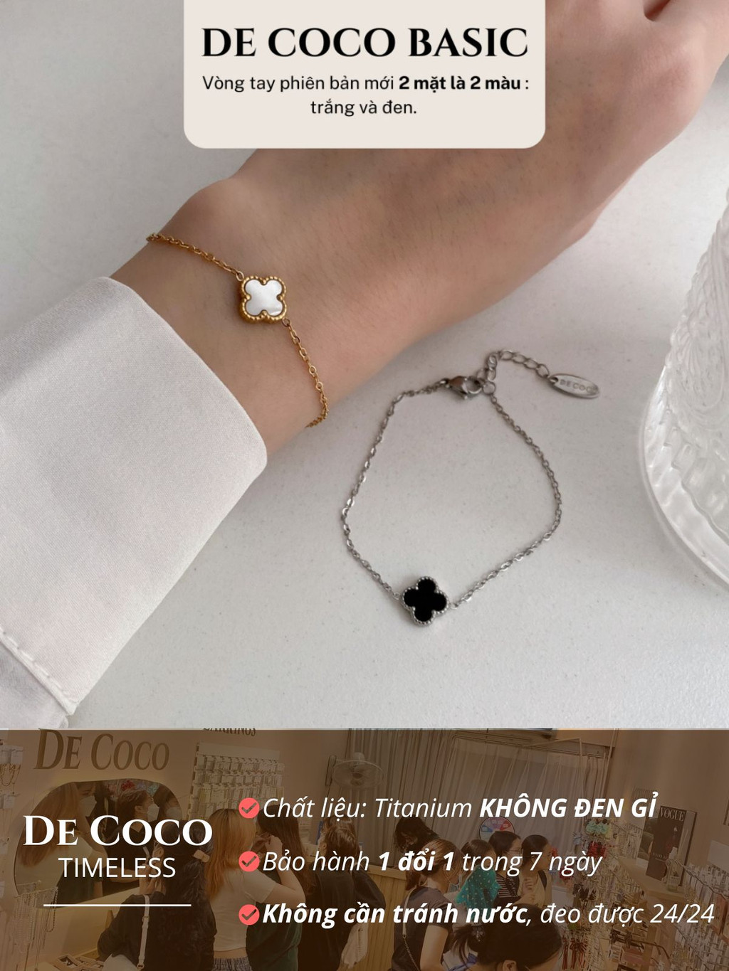 De Coco - Review Vòng tay nữ De Coco Lucky Clover cỏ 4 lá may mắn