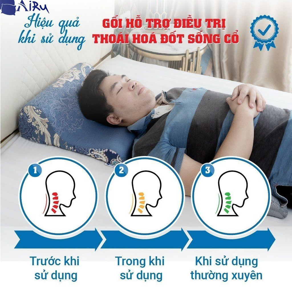 Combo gối thoái hóa đốt sống cổ, kê lưng thoát vị đĩa đệm L4-L5, Giúp phục hồi đĩa đệm - AIRU