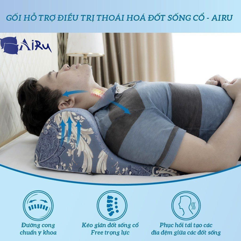 Combo gối thoái hóa đốt sống cổ, kê lưng thoát vị đĩa đệm L4-L5, Giúp phục hồi đĩa đệm - AIRU