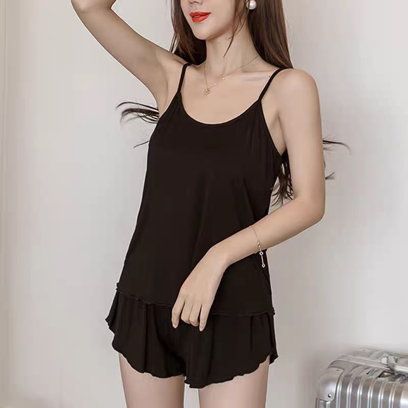 Bộ Đồ Ngủ Bigsize Nữ,Set Áo 2 Dây Và Quần Đùi Vải Gân Tăm Phom Rộng Mặc Thoải Mái SET31