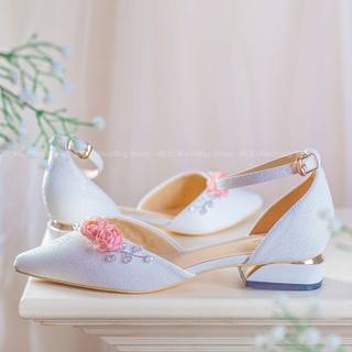 Giày Cao Gót Nữ Cao Cấp BEJO H78.3P Đính 2 Hoa Baby Thanh Lịch - Giày Cưới Cô Dâu Đi Êm Chân