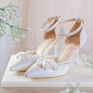Giày Cao Gót Nữ Cao Cấp BEJO H78.G Đính Hoa Viền Thanh Lịch - Giày Cưới Cô Dâu Đi Êm Chân