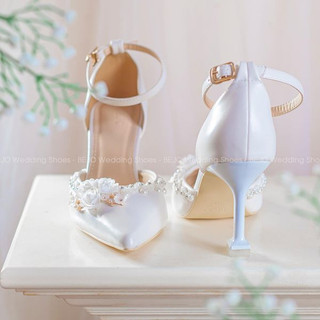 Giày Cao Gót Nữ Cao Cấp BEJO H78.G Đính Hoa Viền Thanh Lịch - Giày Cưới Cô Dâu Đi Êm Chân