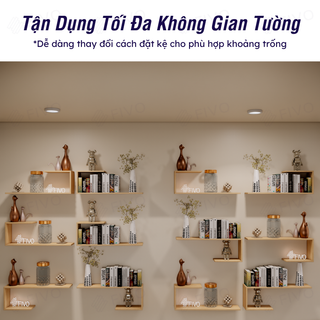 Kệ Để Sách Gỗ Treo Tường Đẹp Chữ J FIVO FB42, Gỗ Chống Ẩm, Thiết Kế Âm Tường, Đa Dạng Cách Trang Trí, Chịu Lực Tốt