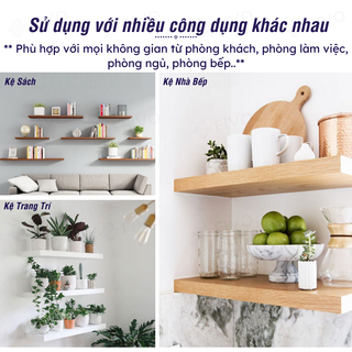 Kệ Sách Gỗ Âm Tường Decor Phòng Khách Thanh Ngang FB41 FIVO, Tặng Kèm Đầy Đủ Phụ Kiện, Giao Hỏa Tốc