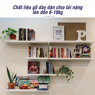 Kệ Sách Gỗ Âm Tường Decor Phòng Khách Thanh Ngang FB41 FIVO, Tặng Kèm Đầy Đủ Phụ Kiện, Giao Hỏa Tốc