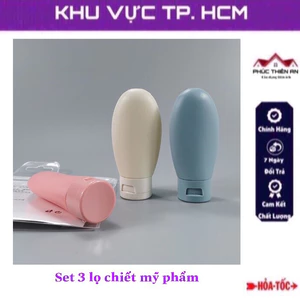 Set 3 lọ chiết mỹ phẩm, dầu gội, sữa tắm - tặng kèm túi zip