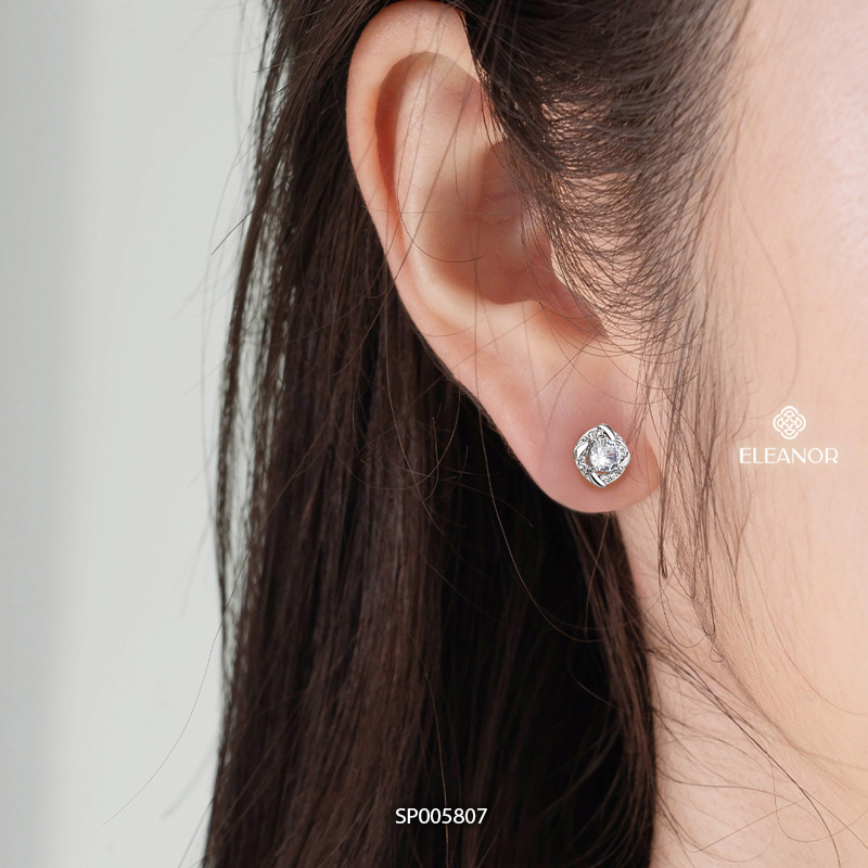 Bông tai nữ chuôi bạc 925 Eleanor Accessories hình hoa đính đá phụ kiện trang sức khuyên tai 5807