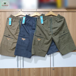 [GUCII] Quần short túi hộp nam trung niên si lửng chất kaki lưng thun co giãn from rộng size 50-76kg