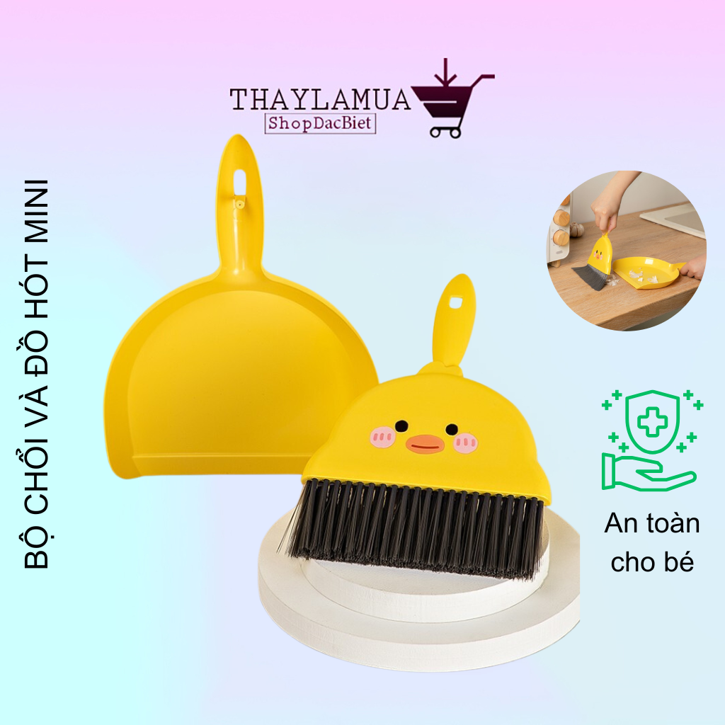 Bộ Chổi Và Đồ Hót Rác Mini Để Bàn Hình Vịt Vàng Dễ Thương Rèn Luyện Cho ...