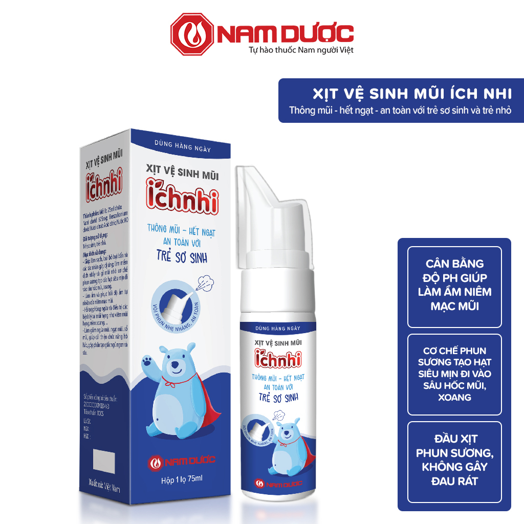 Ảnh Xịt vệ sinh mũi Ích Nhi 75ml, phòng ngừa sổ mũi, ngạt mũi và viêm xoang, an toàn cho trẻ sơ sinh và trẻ nhỏ 1