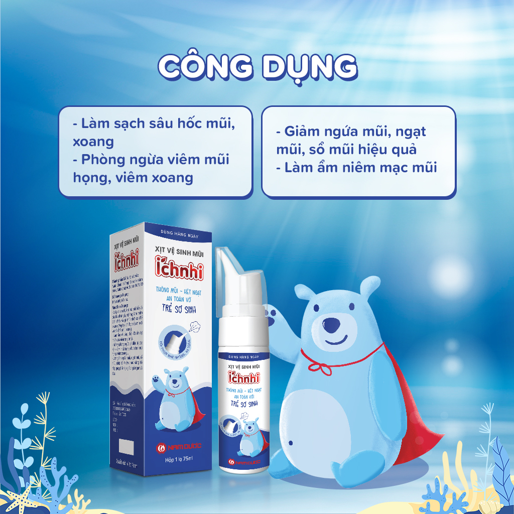Ảnh Xịt vệ sinh mũi Ích Nhi 75ml, phòng ngừa sổ mũi, ngạt mũi và viêm xoang, an toàn cho trẻ sơ sinh và trẻ nhỏ 3