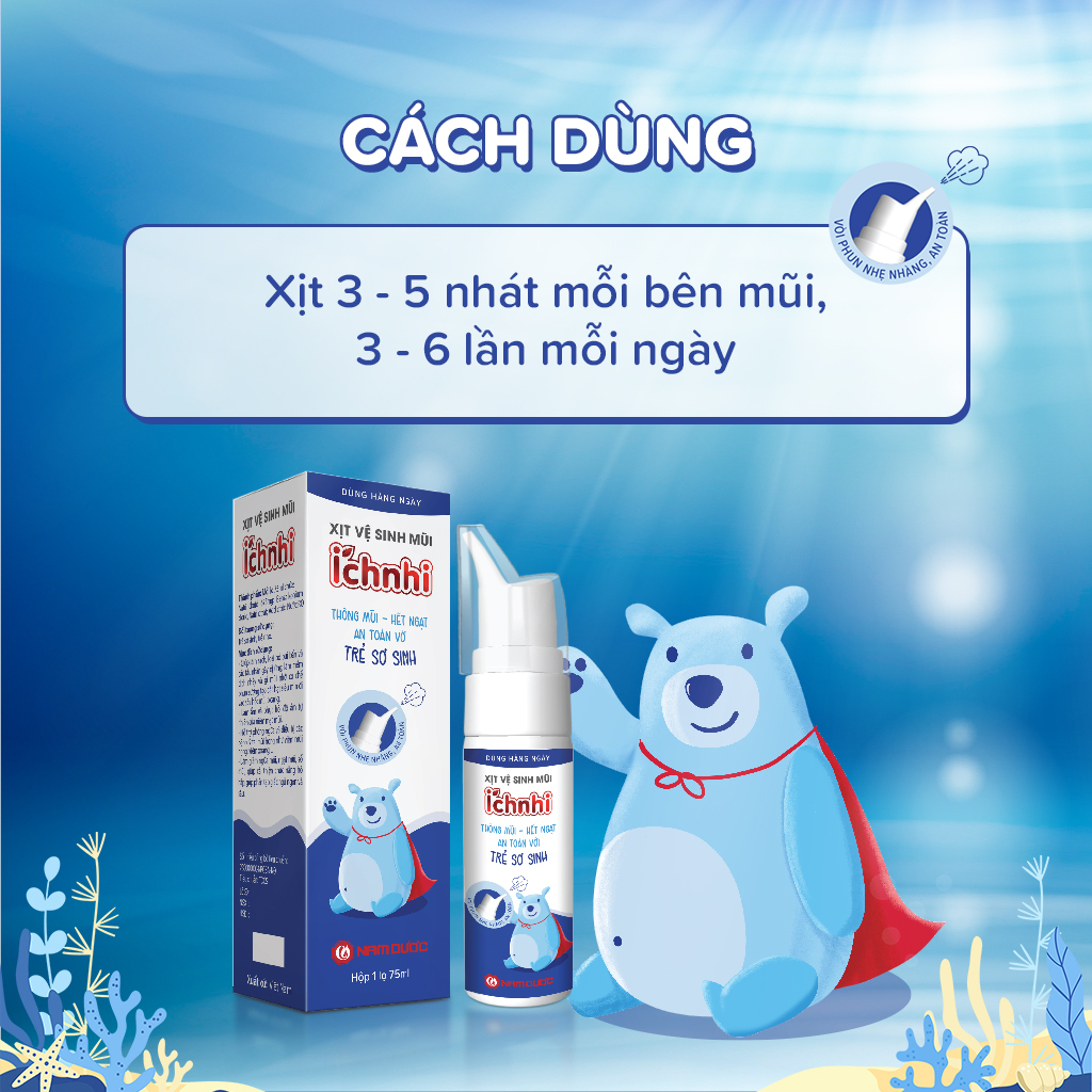 Ảnh Xịt vệ sinh mũi Ích Nhi 75ml, phòng ngừa sổ mũi, ngạt mũi và viêm xoang, an toàn cho trẻ sơ sinh và trẻ nhỏ 4