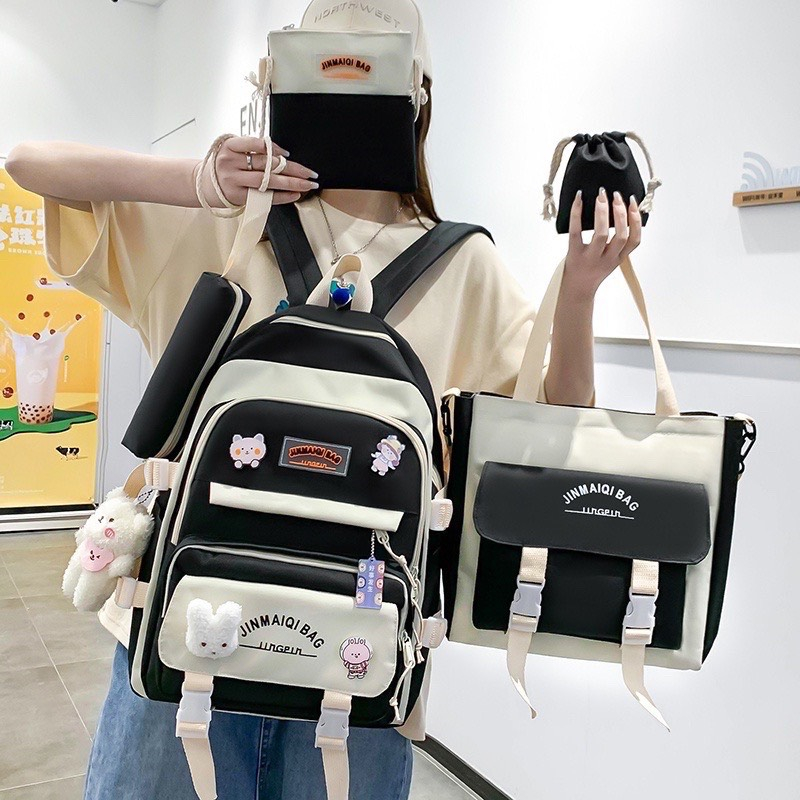Balo set 4 món nam nữ thời trang ulzzang chống thấm Đi học - Jima