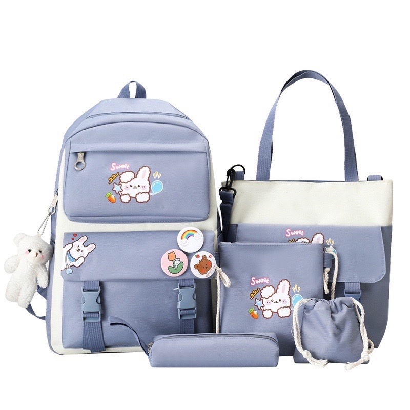 Set combo ba lô 4 món đi học, đi chơi, balo chống thấm nước thời trang hình thỏ sweet