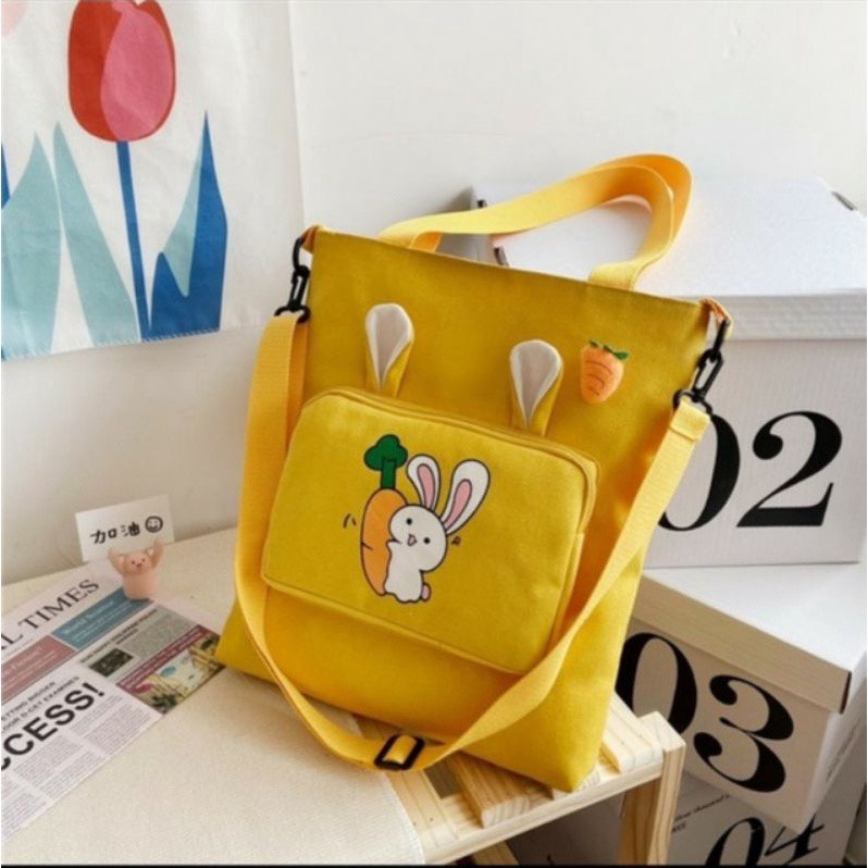 Túi tote thời trang đi học - Thỏ ôm cà rốt
