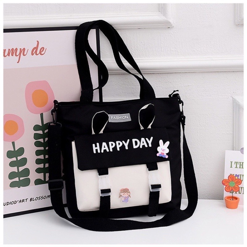 Túi tote nữ đi học, đi chơi thời trang - happy day