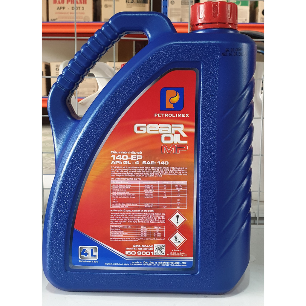 Dầu nhớn hộp số Petrolimex PLC Gear oil MP 140 EP GL4 (4L) Shopee