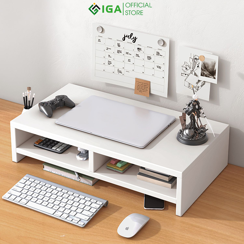 Kệ để màn hình máy tính laptop có khe để bàn phím decor bàn làm việc gọn gàng thương hiệu IGA - GA25