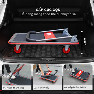 Xe đẩy hàng sàn thép 4 bánh FUJIHOME SH150N, tải trọng 120-150kg - Chính hãng - Bảo hành 12 tháng