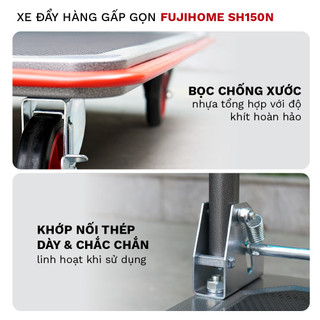Xe đẩy hàng sàn thép 4 bánh FUJIHOME SH150N, tải trọng 120-150kg - Chính hãng - Bảo hành 12 tháng