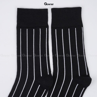 Tất vớ nam công sở cổ cao đi giày tây GOMTAT mẫu sọc trắng đen, chất liệu cotton cao cấp - TAY-DENSOCTRANG-1DOI