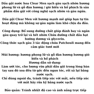Dầu gội CLear Men làm gạch gàu hết nhờn hương Phong Lữ & Gỗ Đàn Hương 140g - Hàng khuyến mãi