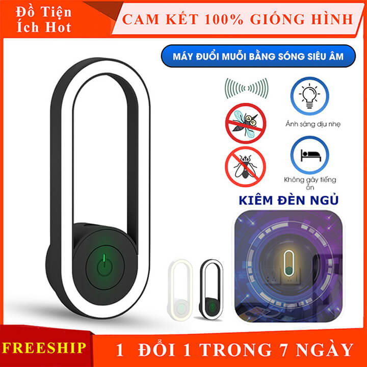 Máy đuổi muỗi đuổi côn trùng công nghệ sóng siêu âm kiêm đèn ngủ không ồn, an toàn với người sử dụng