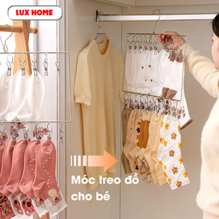 Móc treo đồ của bé, treo đồ lót tất vớ chất liệu thép không gỉ thiết kế móc khóa chống trượt phơi đồ ban công tiện lợi
