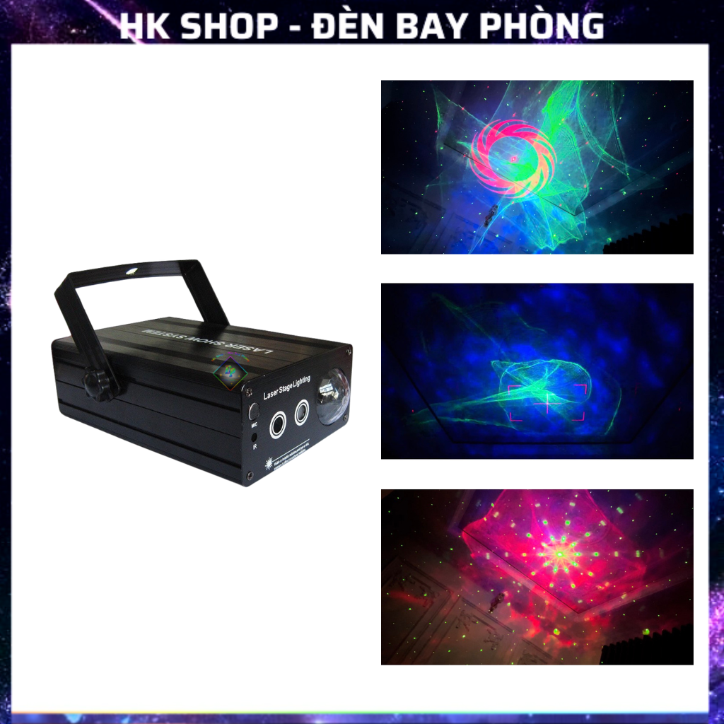 Đèn Laser Mini 3in1 Cảm Biến Âm Thanh Hiệu Ứng 3D Dùng Cho Phòng Karaoke, Bar, Sân khấu...