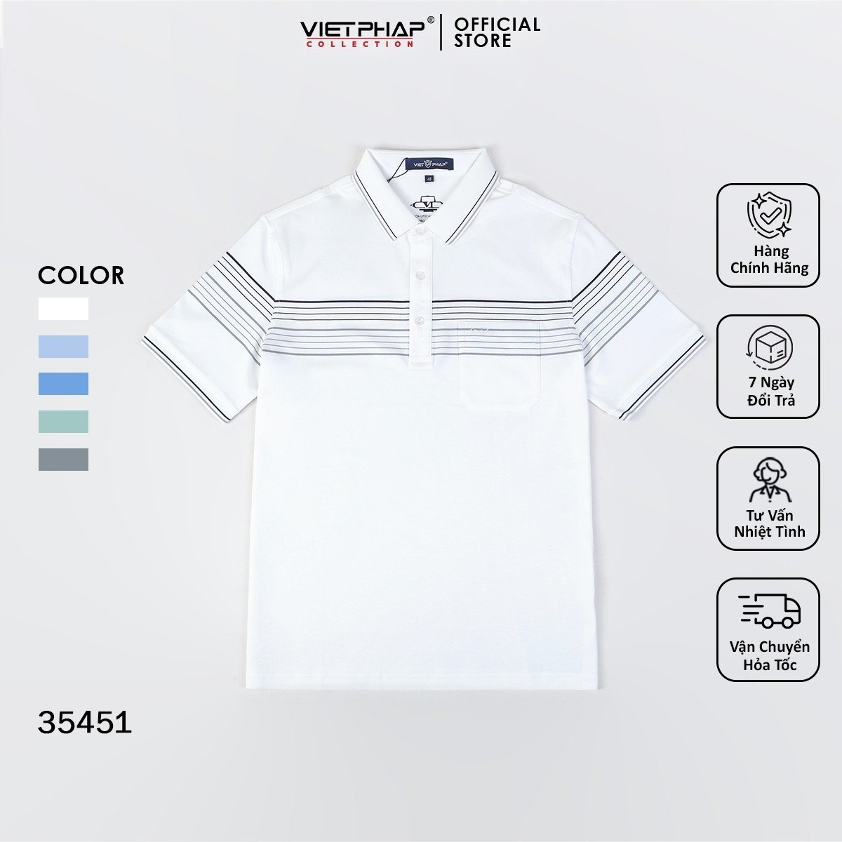 Áo Thun Polo Nam VIET PHÁP /chất vải thun Cotton Lạnh /   thấm hút mồ hôi /  co giãn siêu mát 35451