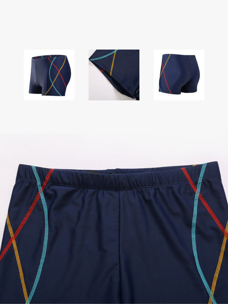 Ảnh Quần Bơi Nam Tặng Kèm Nón Bơi Silicone Quần Bơi Thiết Kế Sọc Chất Liệu Polyester Spandex Cleacco QBS Boro Sport 3