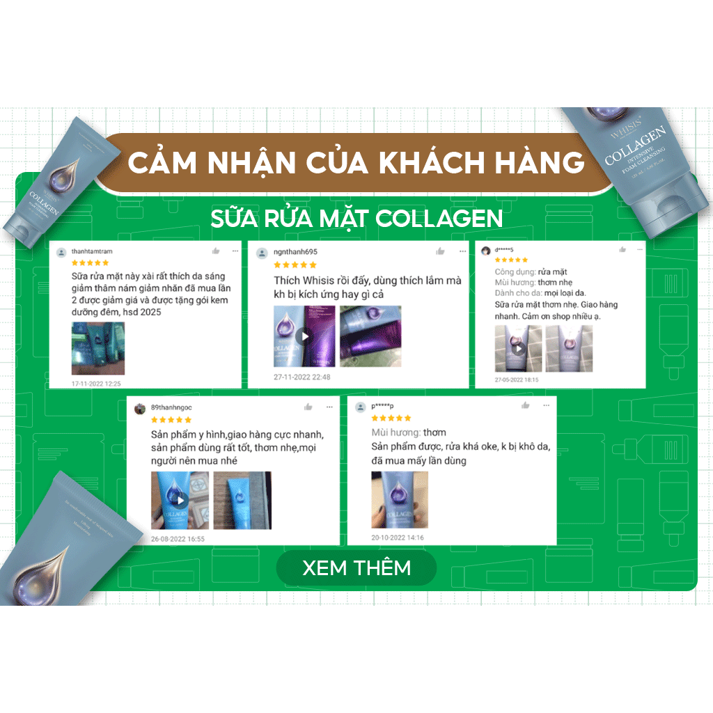Ảnh Sữa Rửa Mặt Collagen Hàn Quốc WHISIS Collagen Intensive Foam Cleansing 120ml 1